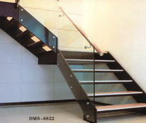 Concise steel&glass&wood stair
